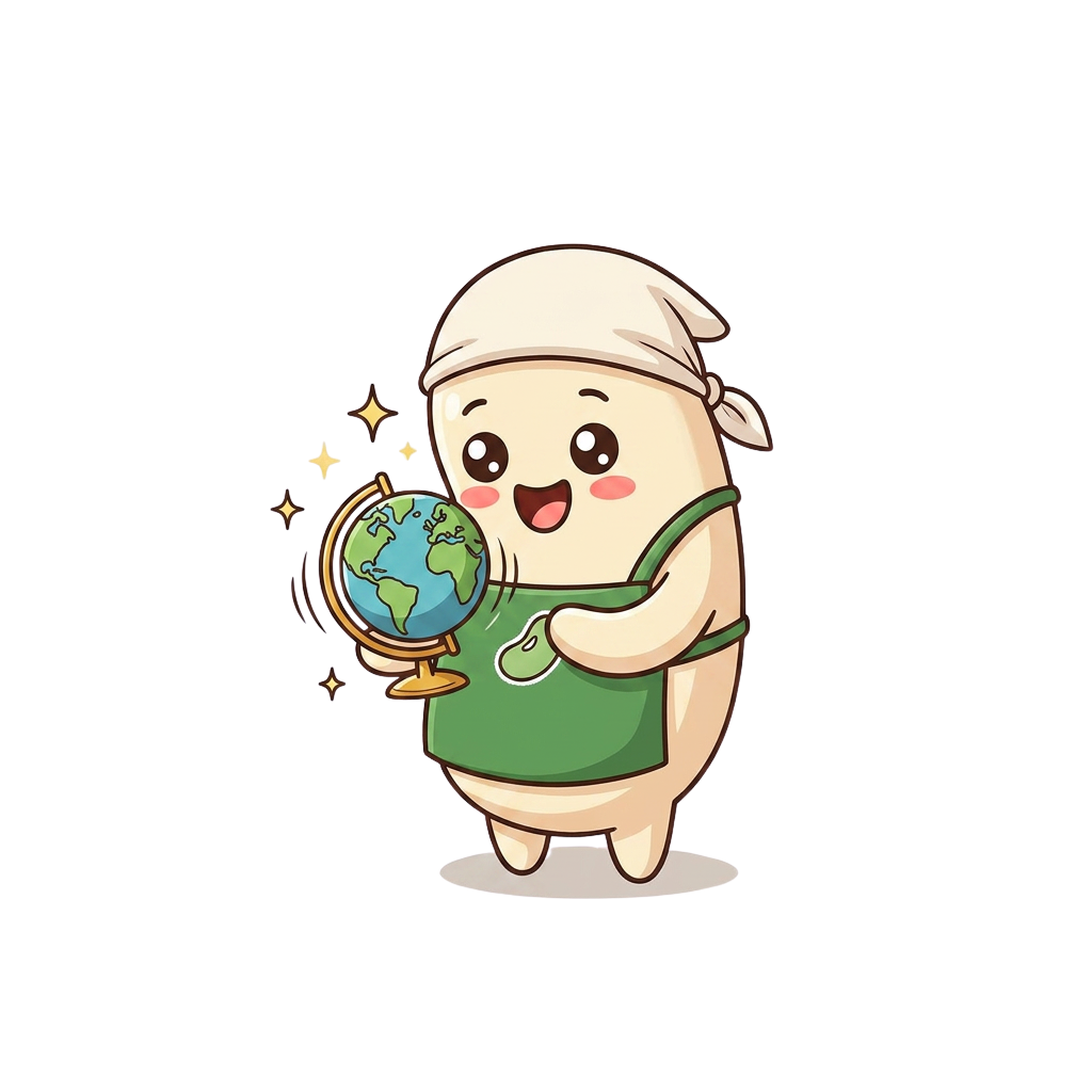 Mascota Beanie ținând un glob